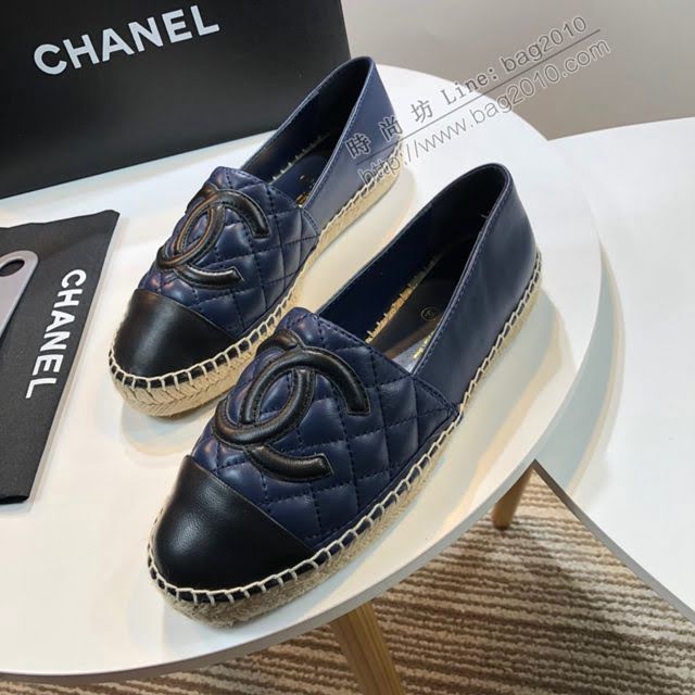 Chanel女鞋 香奈兒頂級版本漁夫鞋 蘭皮黑皮標  naq1105